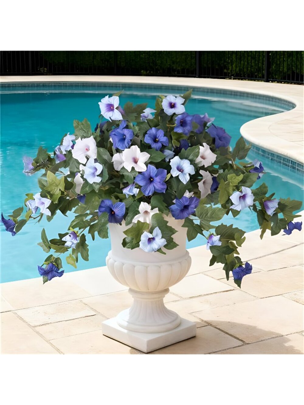 Artificial Fake Petunia Flowers for Outdoor Decoration, 2PCS Faux Silk